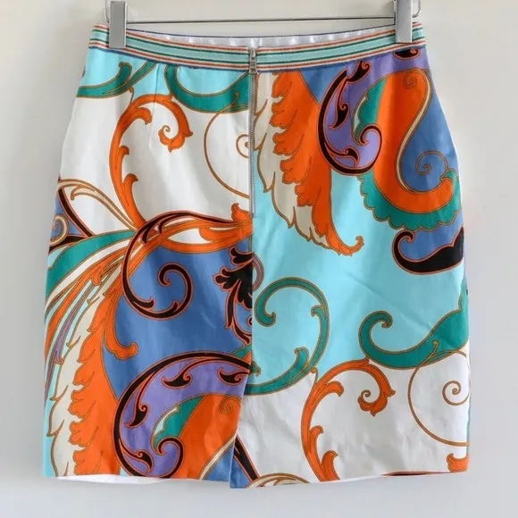 Elie Tahari paisley skirt luxury print cotton mini short summer spring straight