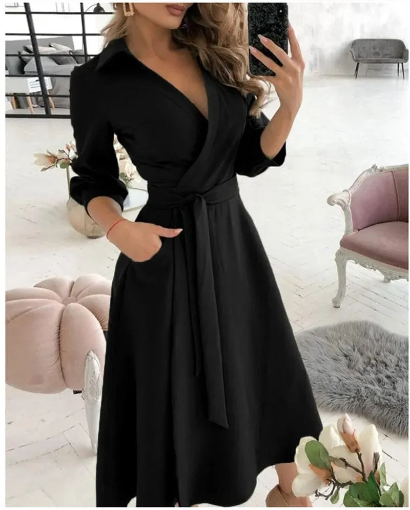 Elysian Grace™ | Women's Midi Dress | Elegant Design, Lightweight Fabric & Flattering Silhouette