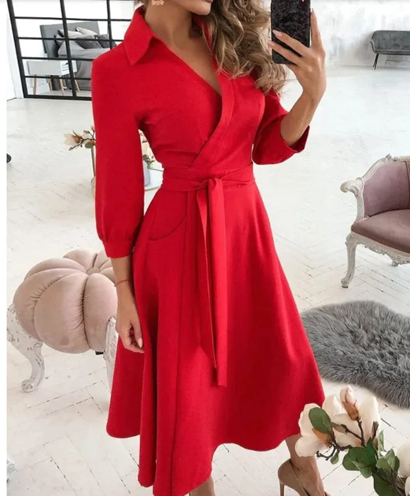 Elysian Grace™ | Women's Midi Dress | Elegant Design, Lightweight Fabric & Flattering Silhouette