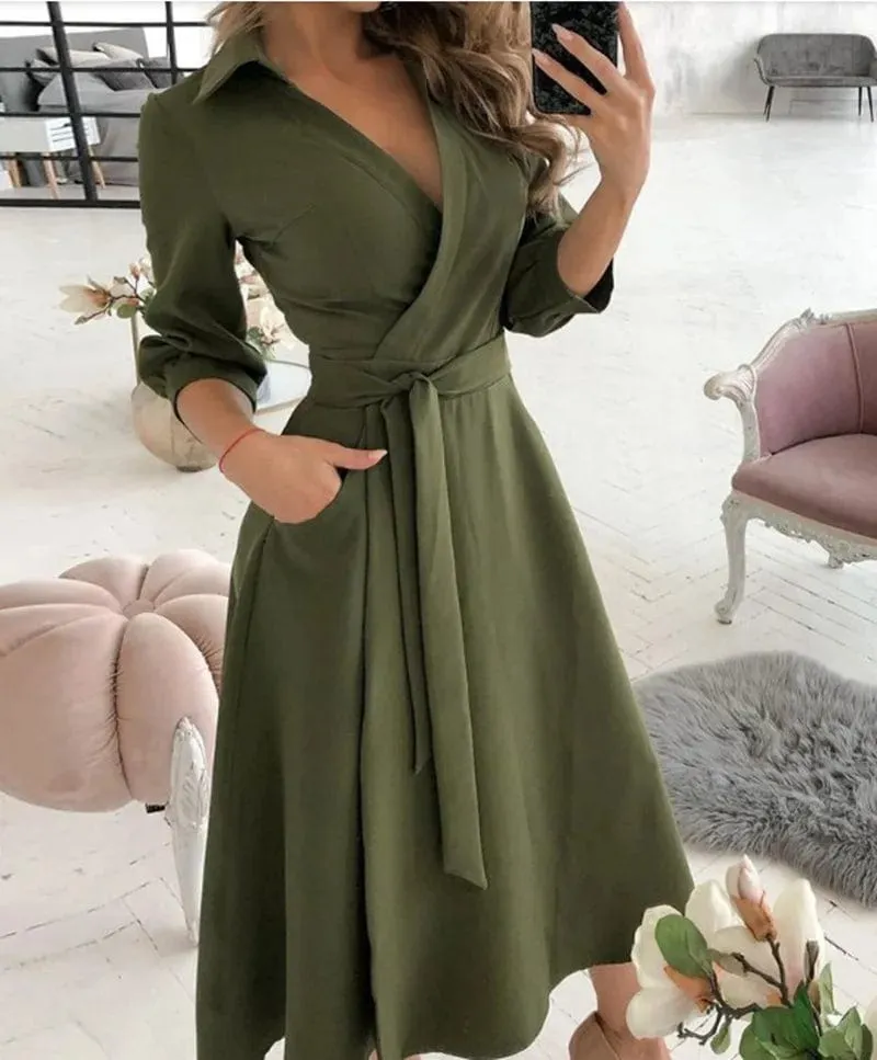 Elysian Grace™ | Women's Midi Dress | Elegant Design, Lightweight Fabric & Flattering Silhouette