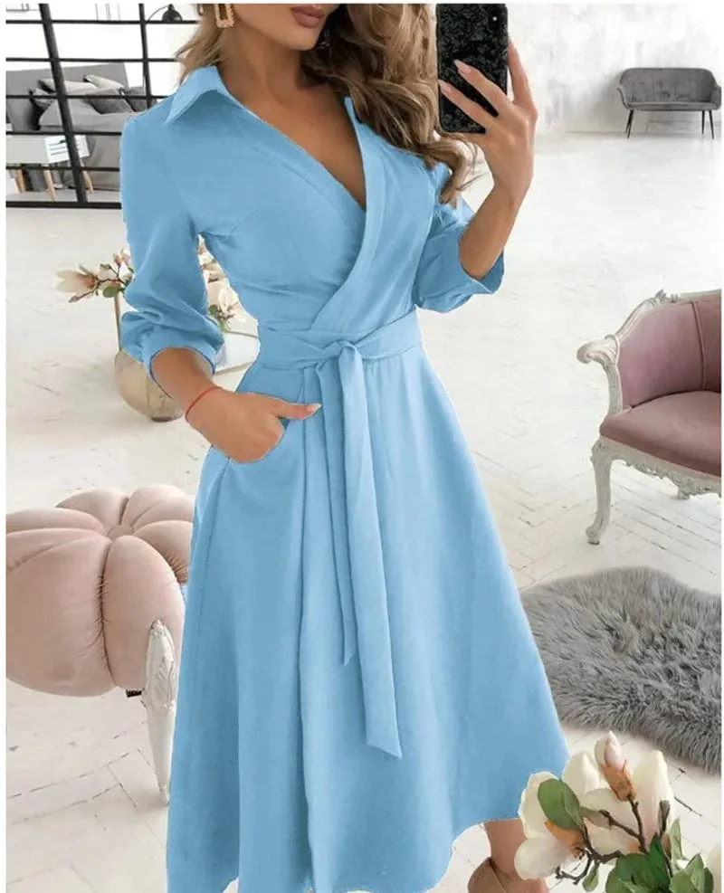 Elysian Grace™ | Women's Midi Dress | Elegant Design, Lightweight Fabric & Flattering Silhouette