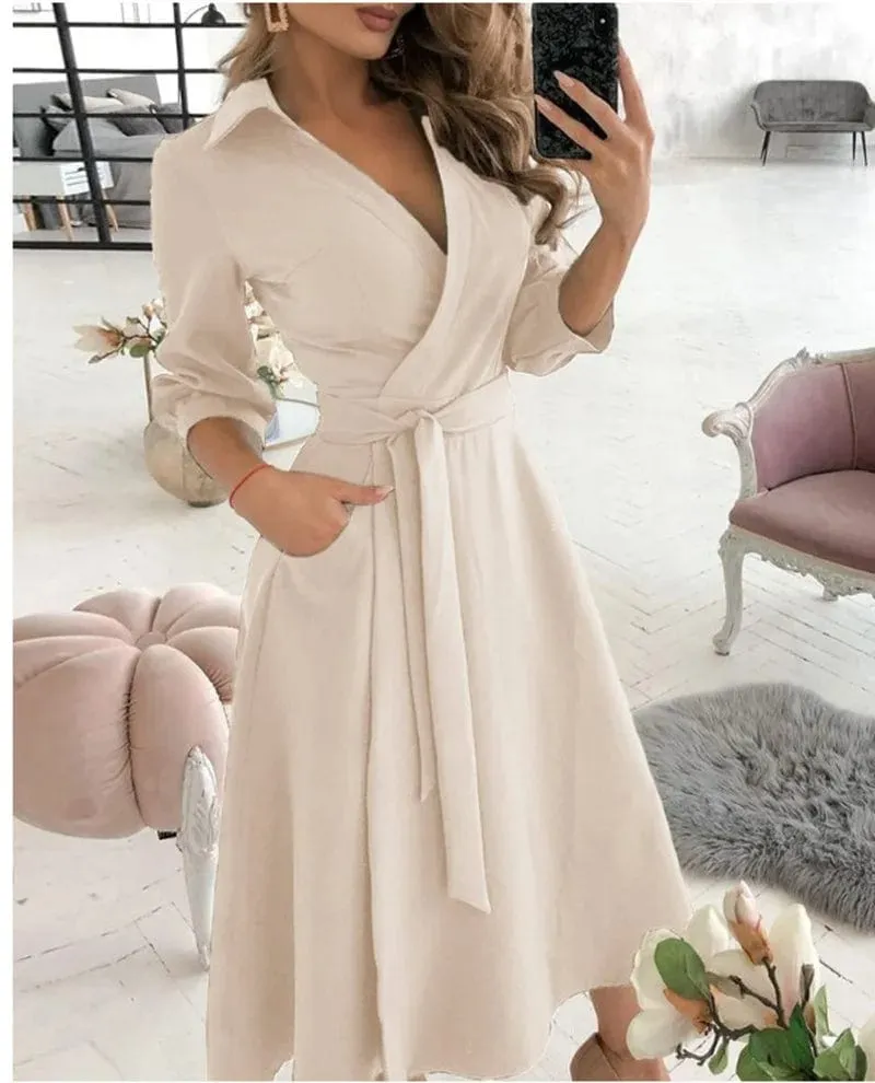 Elysian Grace™ | Women's Midi Dress | Elegant Design, Lightweight Fabric & Flattering Silhouette