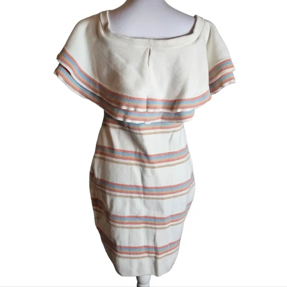 Endless Rose Striped Off Shoulder Ruffle Collar Sweater Dress Sz Large Coquette