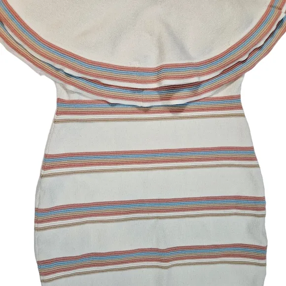 Endless Rose Striped Off Shoulder Ruffle Collar Sweater Dress Sz Large Coquette