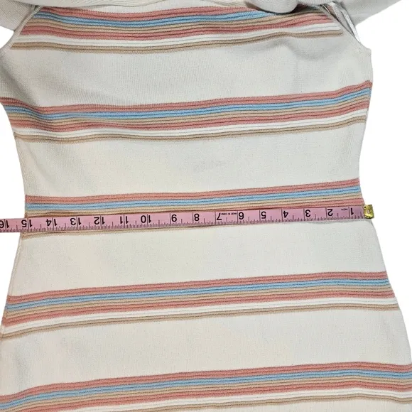 Endless Rose Striped Off Shoulder Ruffle Collar Sweater Dress Sz Large Coquette