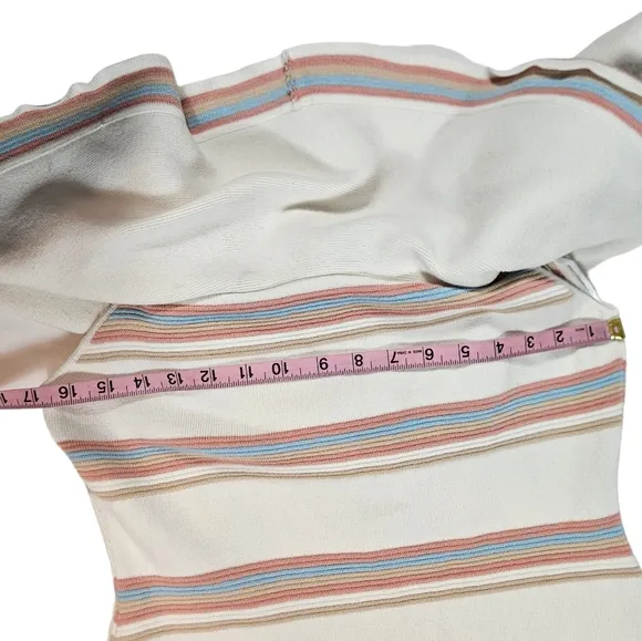 Endless Rose Striped Off Shoulder Ruffle Collar Sweater Dress Sz Large Coquette