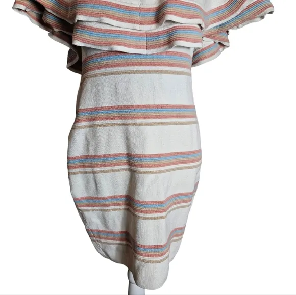 Endless Rose Striped Off Shoulder Ruffle Collar Sweater Dress Sz Large Coquette