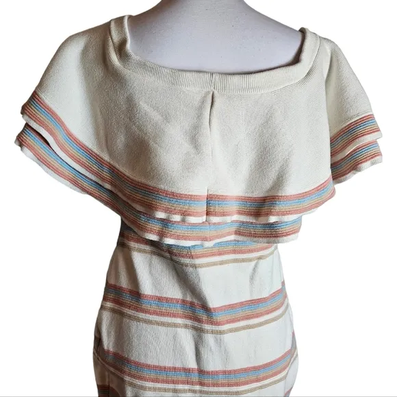 Endless Rose Striped Off Shoulder Ruffle Collar Sweater Dress Sz Large Coquette