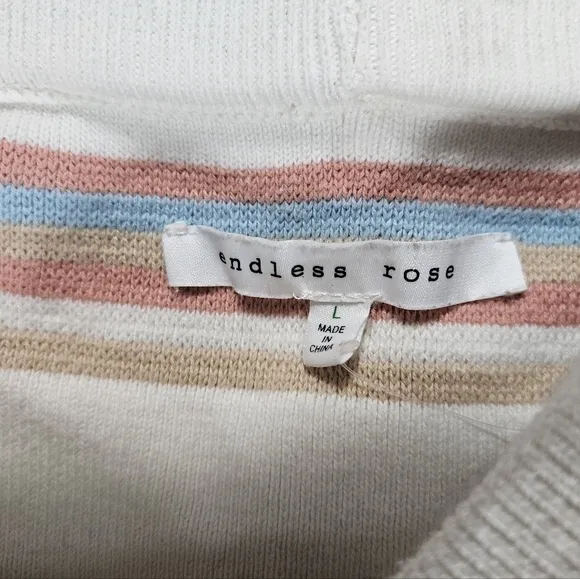 Endless Rose Striped Off Shoulder Ruffle Collar Sweater Dress Sz Large Coquette