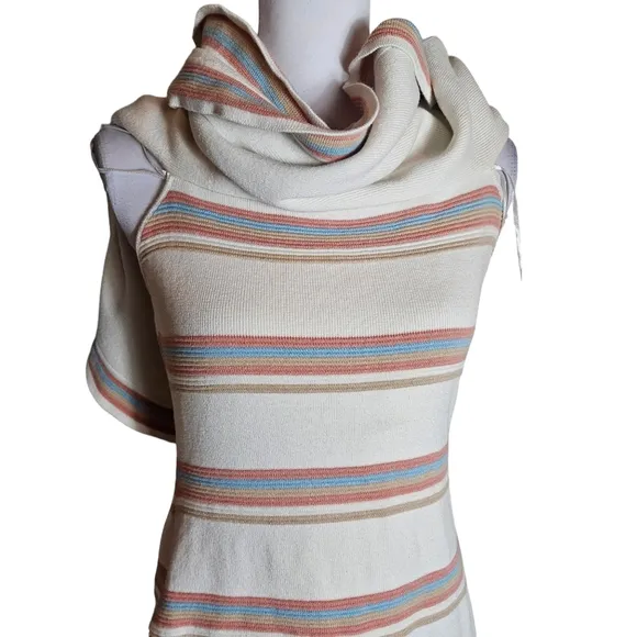 Endless Rose Striped Off Shoulder Ruffle Collar Sweater Dress Sz Large Coquette