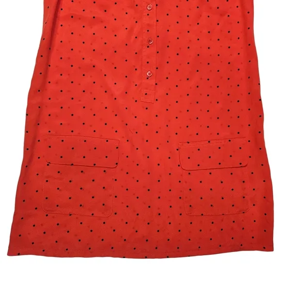 Equipment Femme Lucida Hibiscus Red 100% Silk Shirt Dress Size Medium Star Print