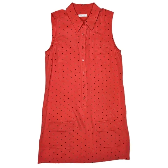Equipment Femme Lucida Hibiscus Red 100% Silk Shirt Dress Size Medium Star Print