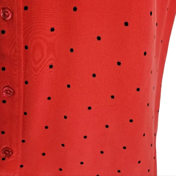 Equipment Femme Lucida Hibiscus Red 100% Silk Shirt Dress Size Medium Star Print