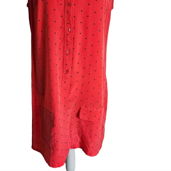 Equipment Femme Lucida Hibiscus Red 100% Silk Shirt Dress Size Medium Star Print
