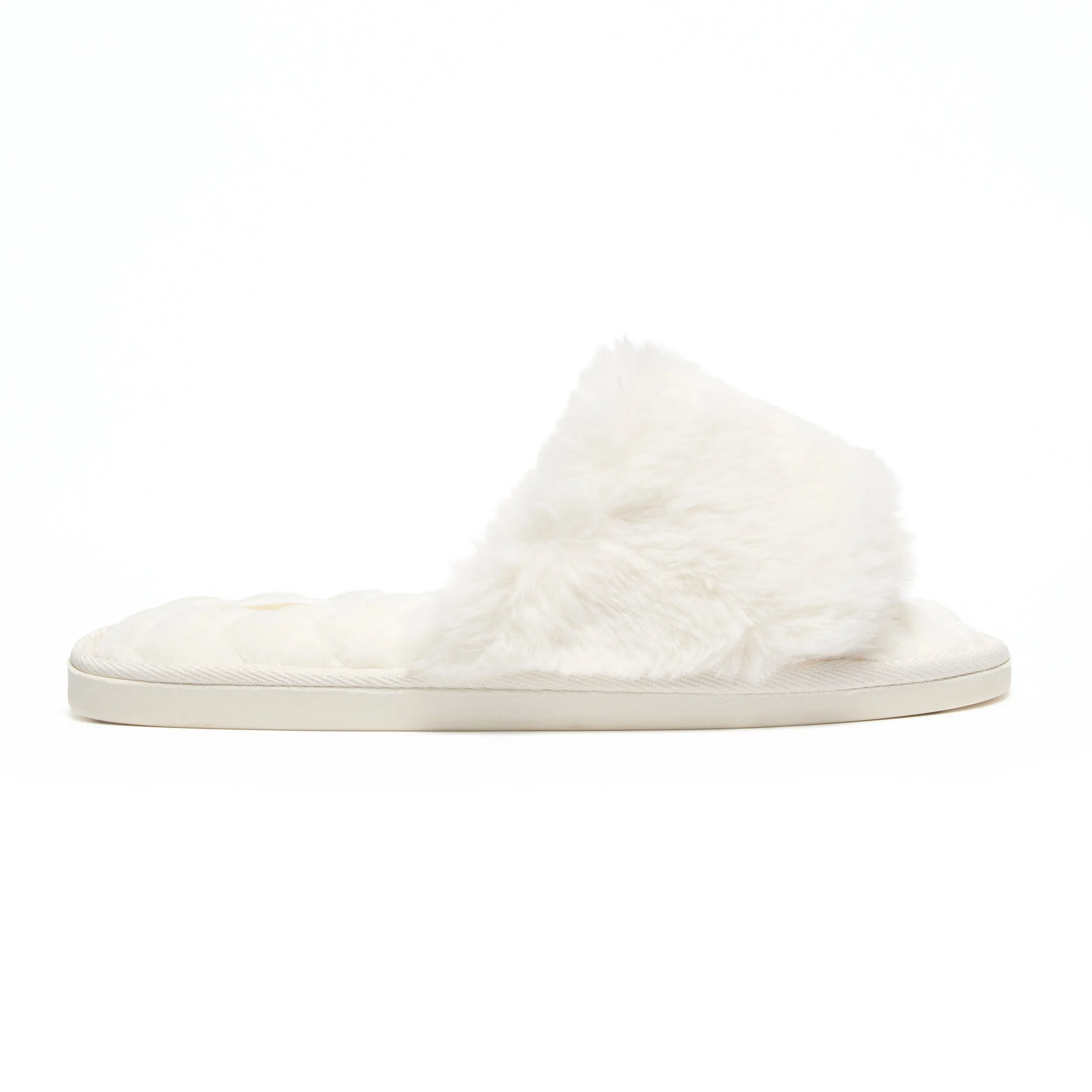 Erin - 100% Recycled Faux Fur Slipper Slider - Cream