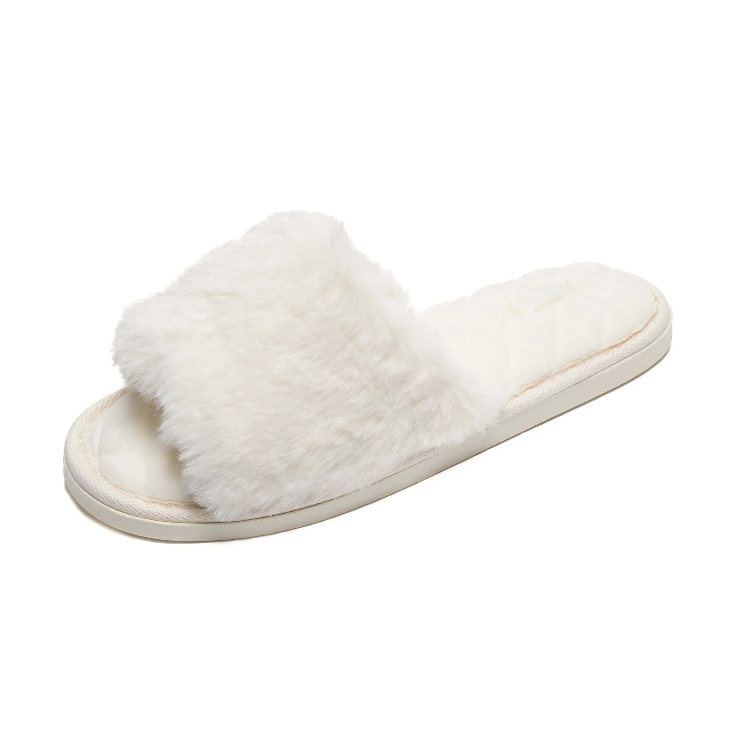 Erin - 100% Recycled Faux Fur Slipper Slider - Cream