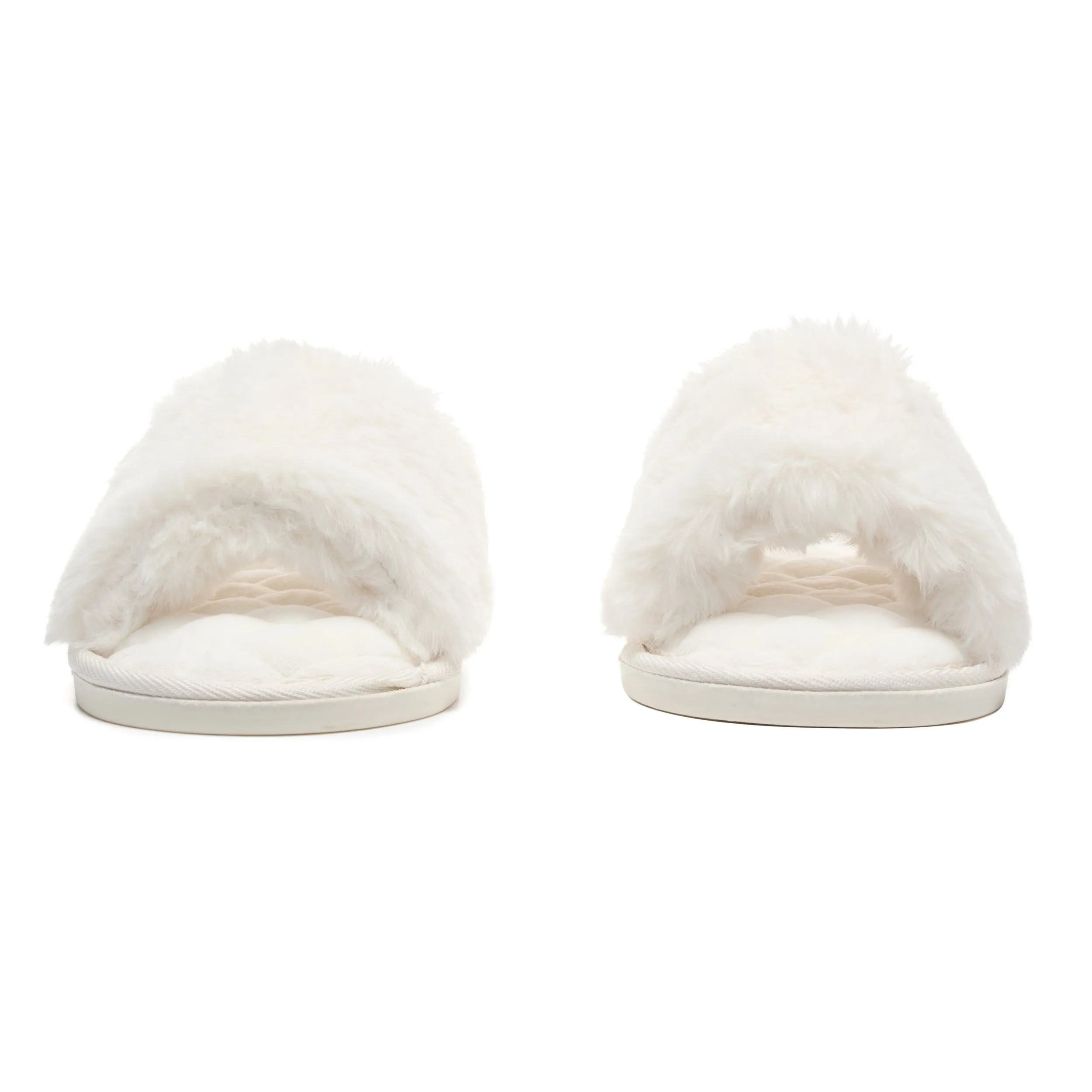 Erin - 100% Recycled Faux Fur Slipper Slider - Cream