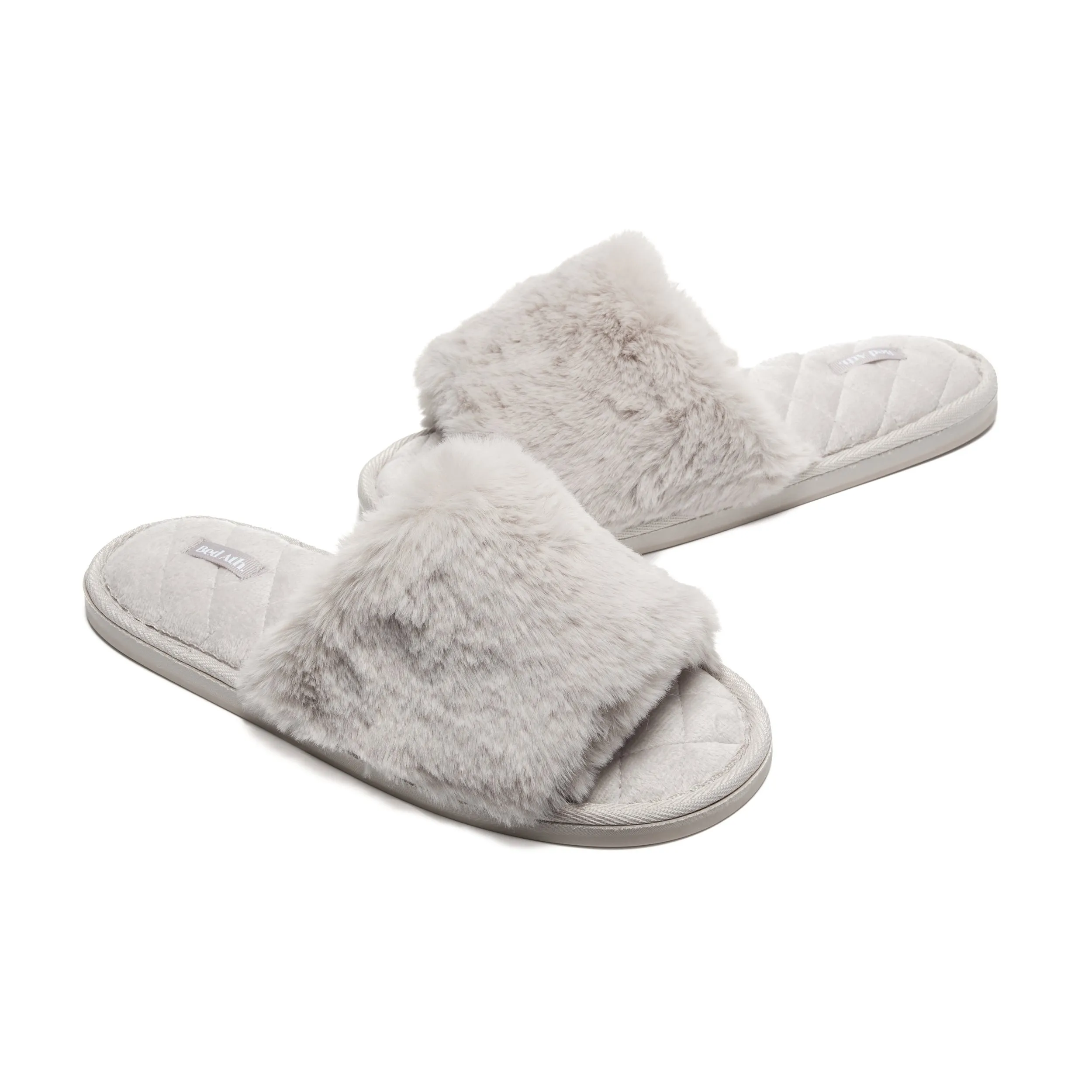 Erin - 100% Recycled Faux Fur Slipper Slider - Light Grey