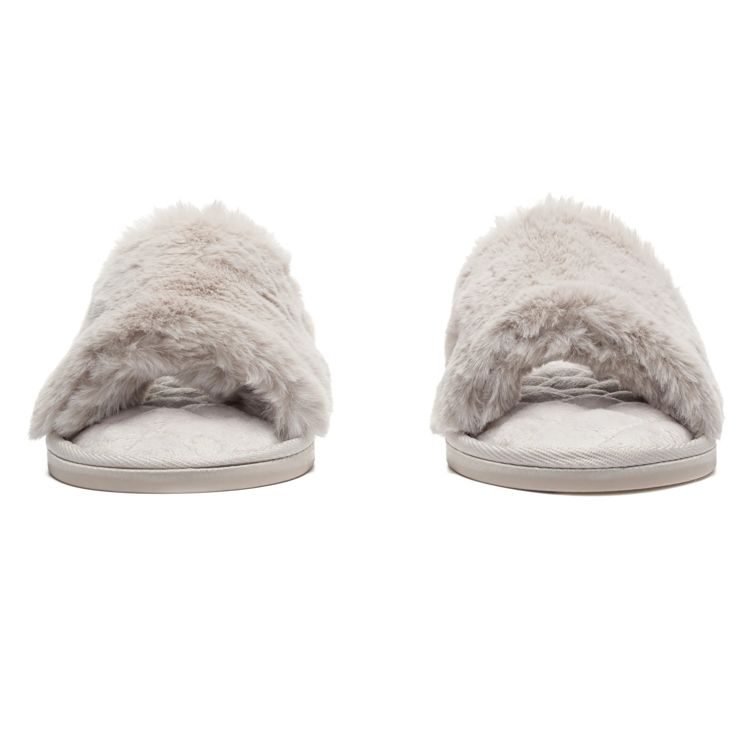 Erin - 100% Recycled Faux Fur Slipper Slider - Light Grey