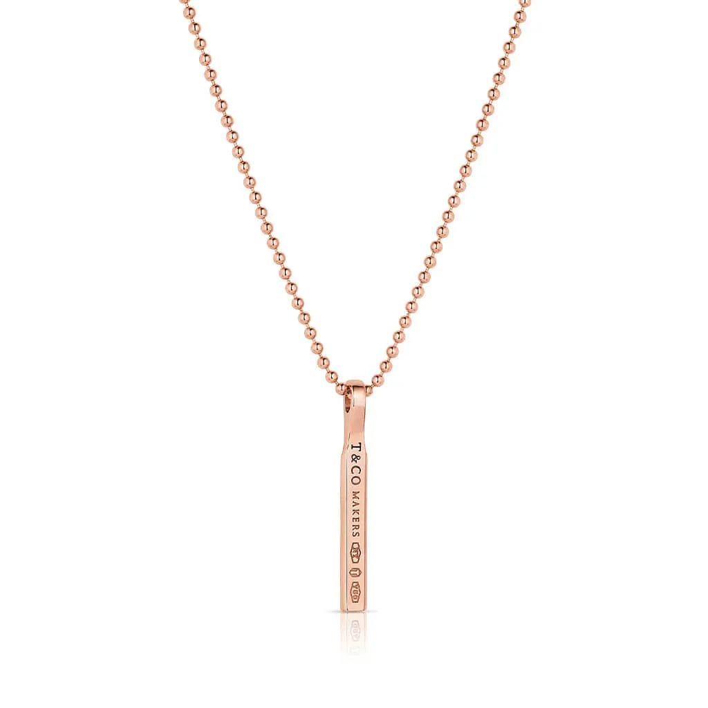 Estate Tiffany & Co. 18kt Rose Gold Makers Bar Pendant Necklace