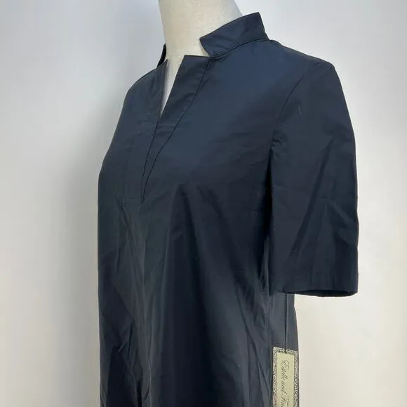 Estelle &amp; Finn Stand Collar Dress Cotton Black Mini Aline Clean Girl Goth