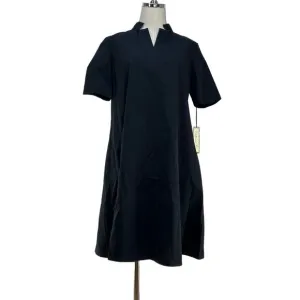 Estelle &amp; Finn Stand Collar Dress Cotton Black Mini Aline Clean Girl Goth