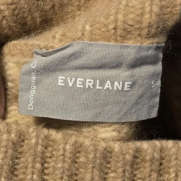 Everlane Cloud Checkered Turtleneck Women's Side S Color Cream/Light Brown