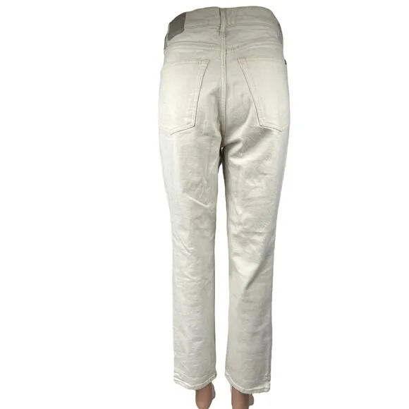 Everlane Original Cheeky Women's White High Waist Straight Ankle Denim Jeans 28