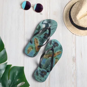 Exclusive Mermaid Sea Turtle Flip Flops Art by Jim Mazzotta
