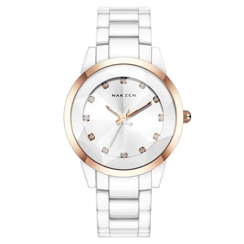 Fashion Rhinestone Scale Ceramic Women's Watch