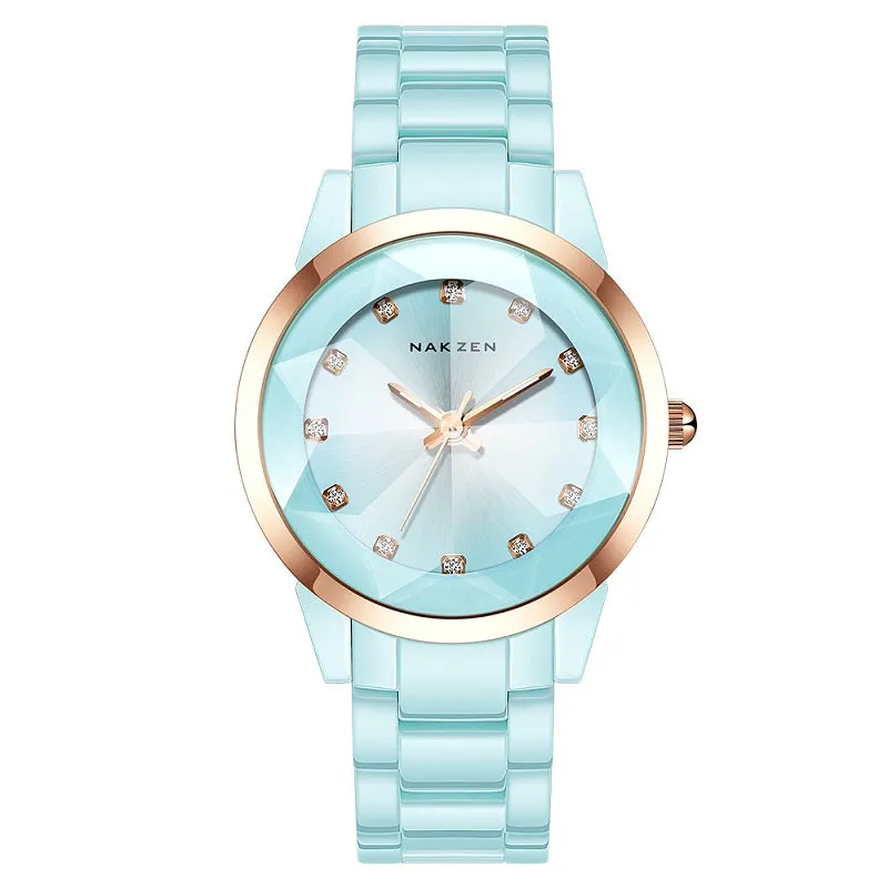 Fashion Rhinestone Scale Ceramic Women's Watch