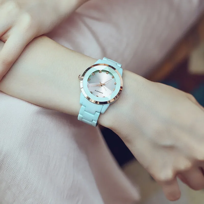 Fashion Rhinestone Scale Ceramic Women's Watch