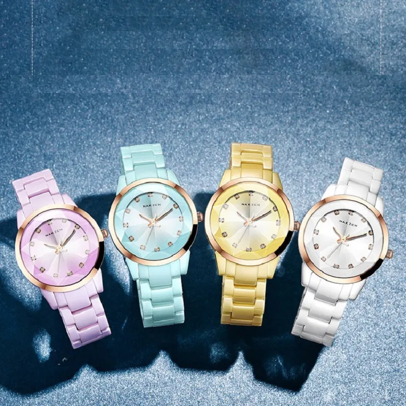 Fashion Rhinestone Scale Ceramic Women's Watch