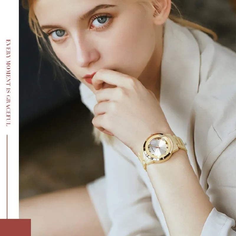 Fashion Rhinestone Scale Ceramic Women's Watch