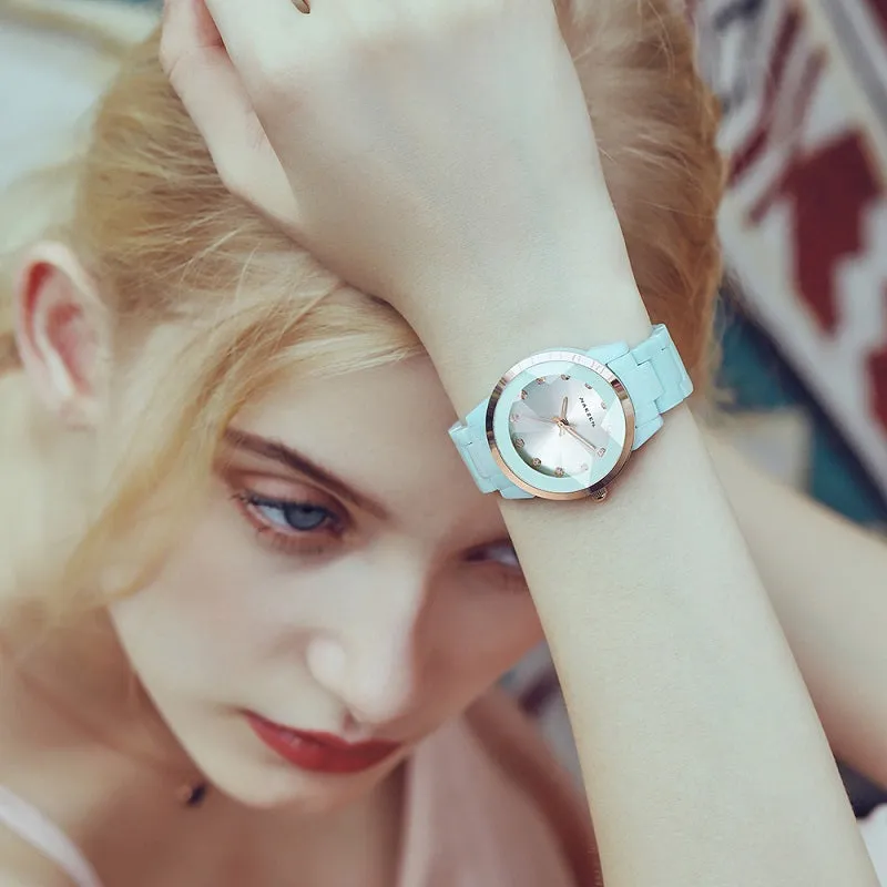 Fashion Rhinestone Scale Ceramic Women's Watch