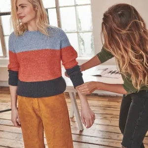 FAT Face United Kingdom Color Block Sweater with Alpaca Women's Size 8
