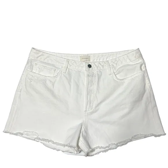 Favorite Daughter women's white denim shorts frayed hem size 32 Large
