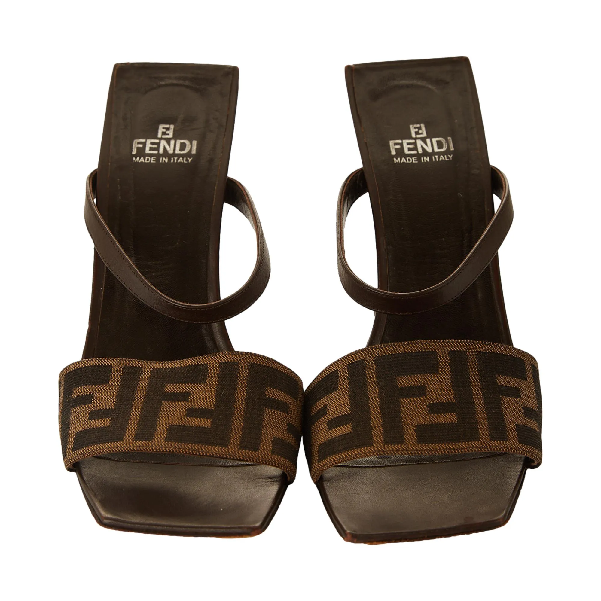 Fendi Brown Logo Cantilever Heels