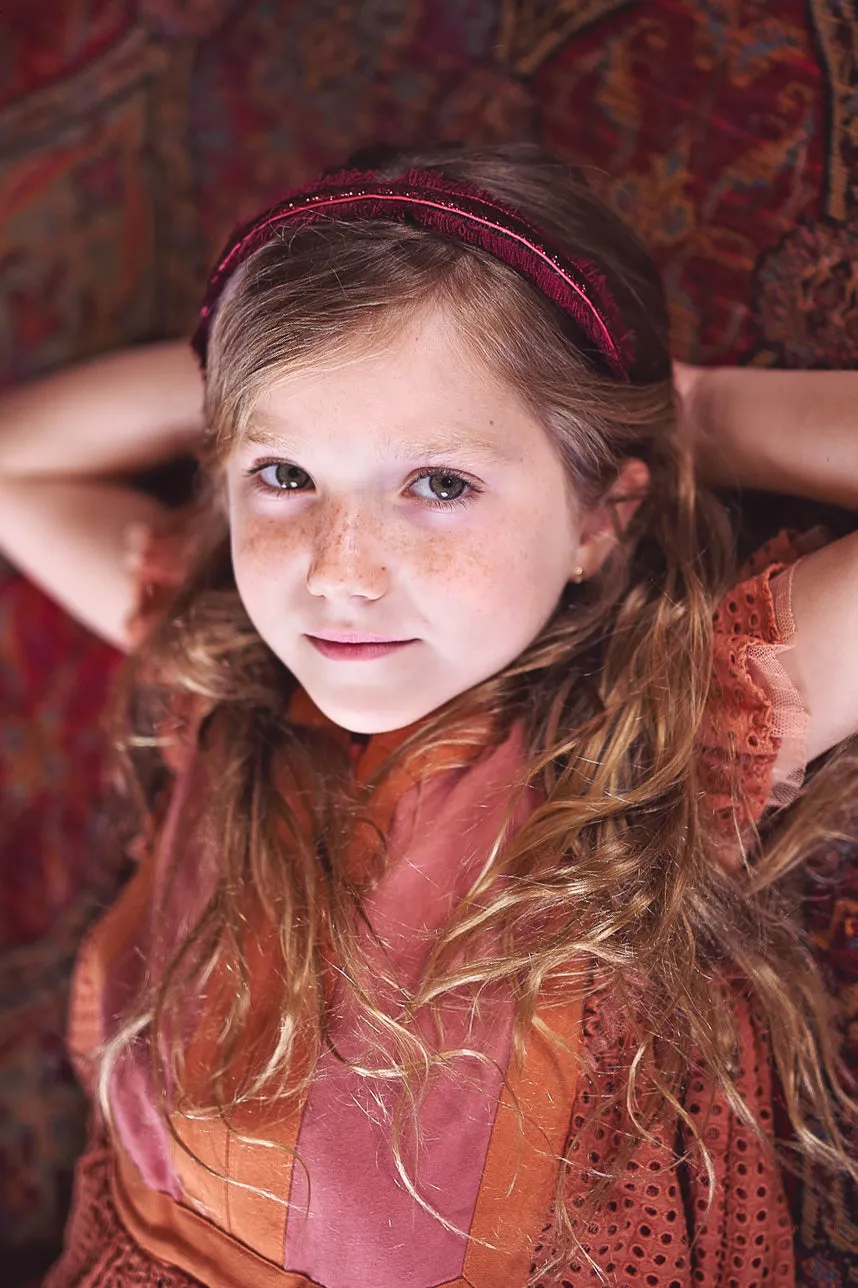 Flat Fringe Headband - Burgundy