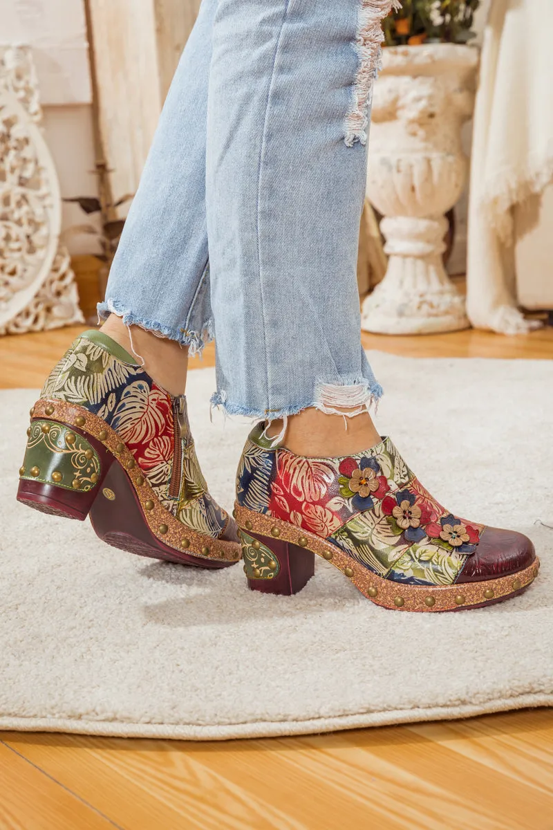 Floral Appliqued Leather Loafer