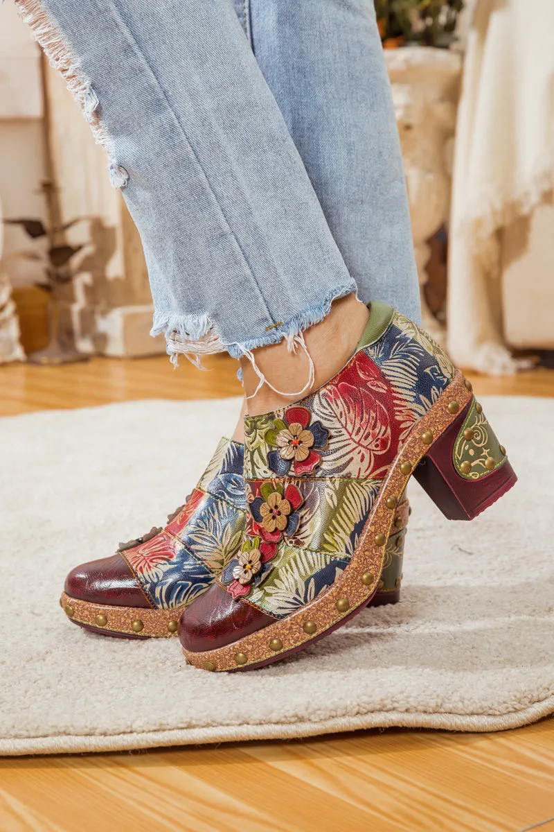 Floral Appliqued Leather Loafer