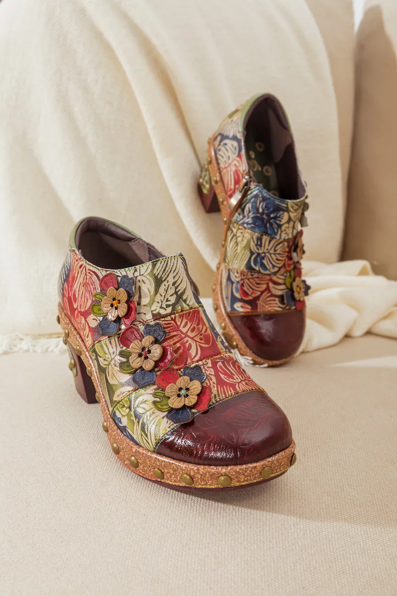 Floral Appliqued Leather Loafer