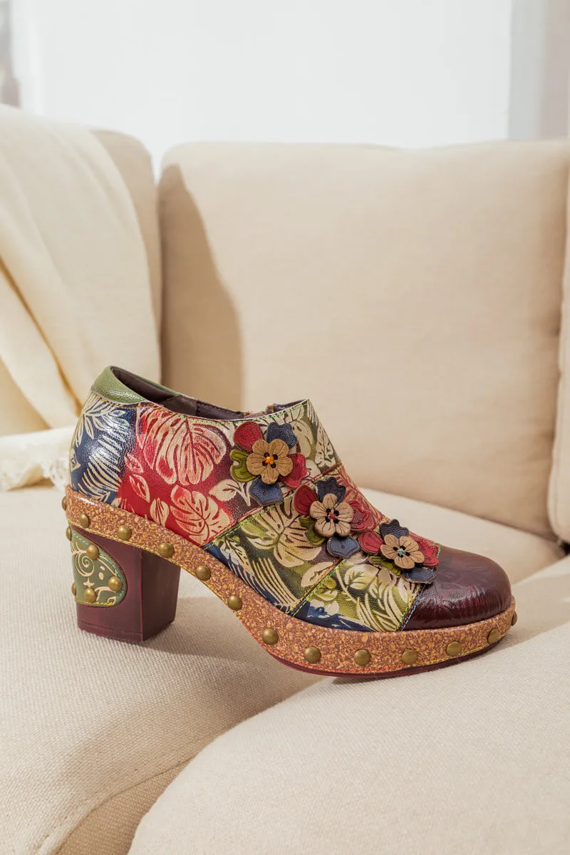 Floral Appliqued Leather Loafer