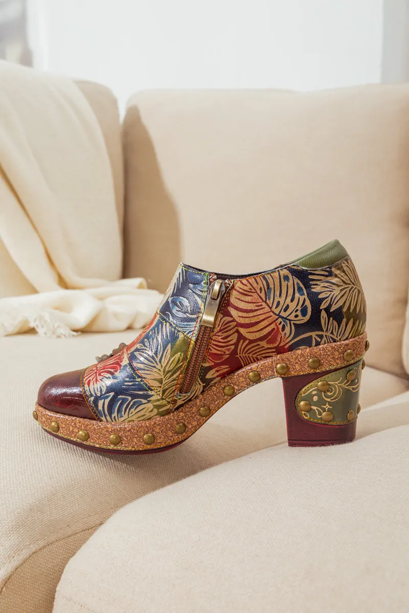 Floral Appliqued Leather Loafer