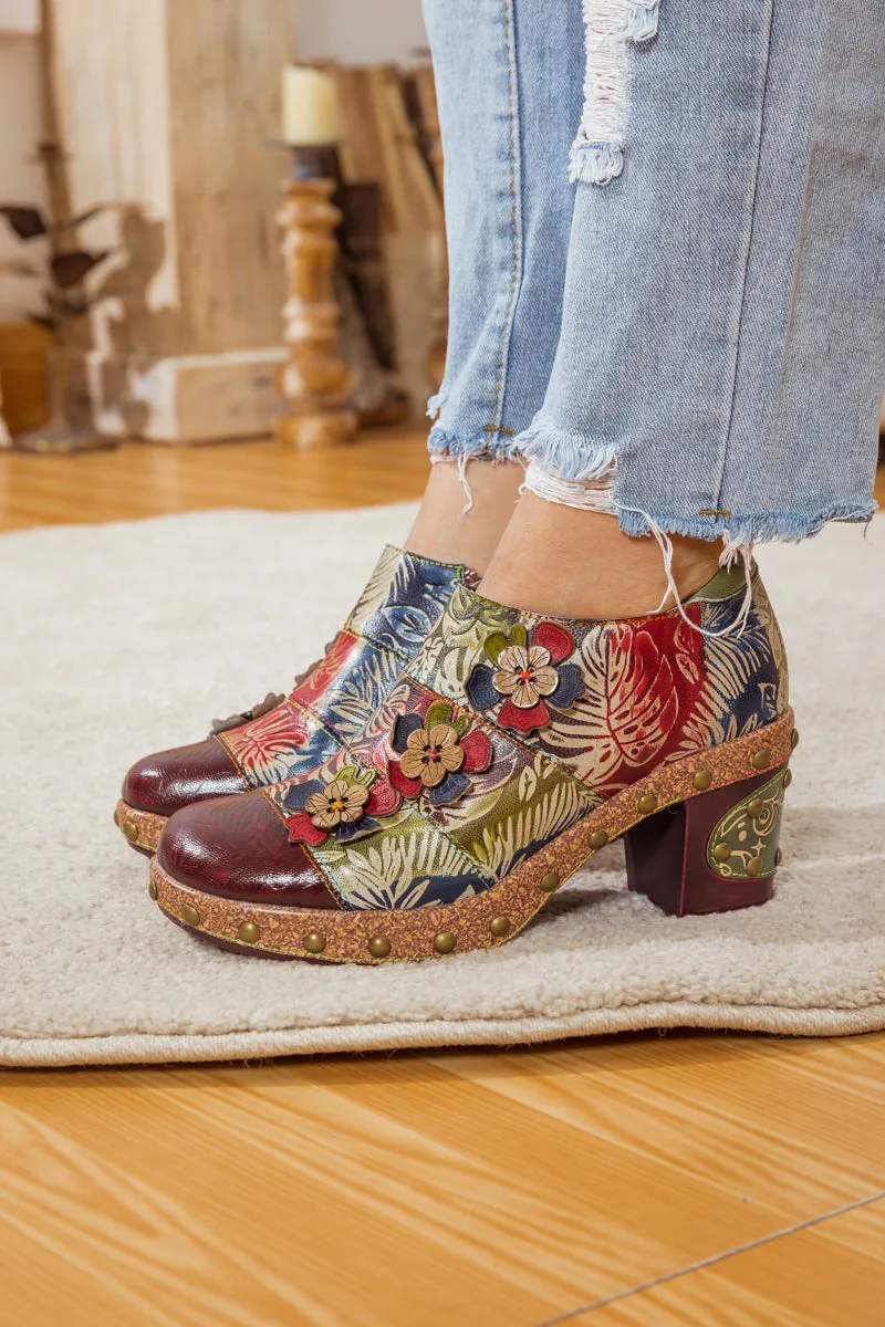 Floral Appliqued Leather Loafer