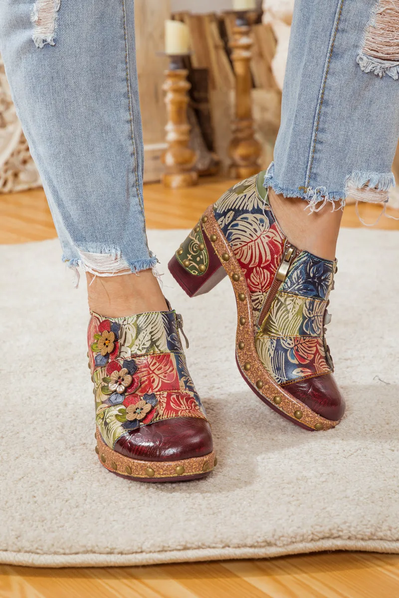 Floral Appliqued Leather Loafer