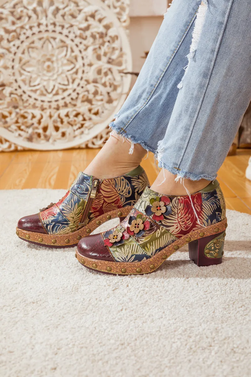 Floral Appliqued Leather Loafer