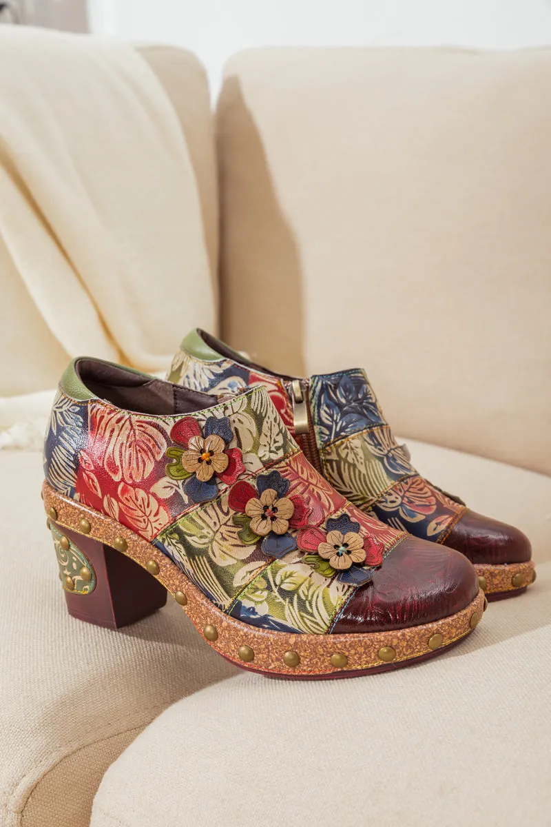 Floral Appliqued Leather Loafer