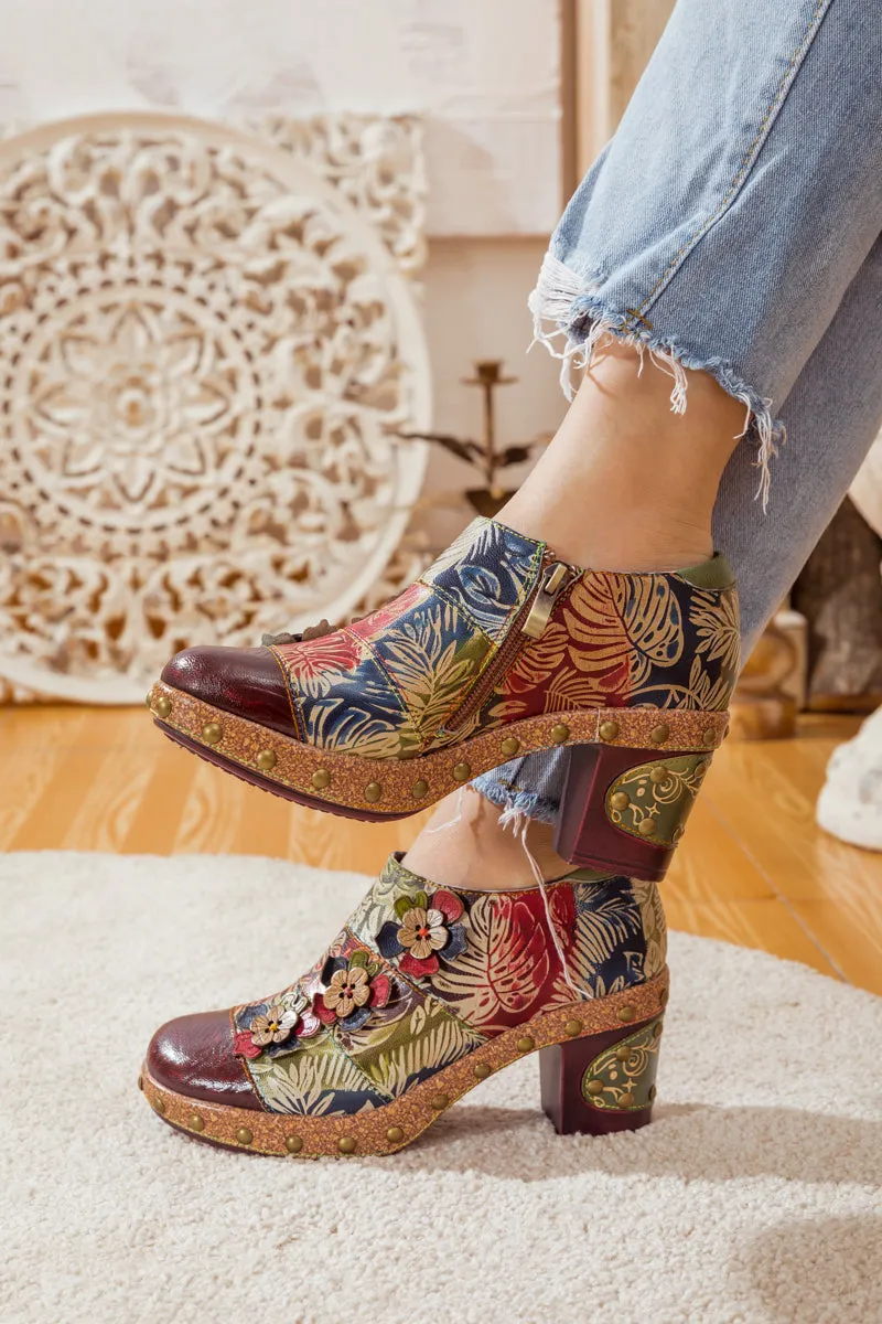 Floral Appliqued Leather Loafer