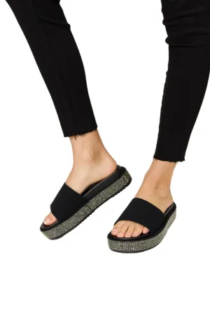 Forever Link Open Toe Rhinestone Platform Sandals
